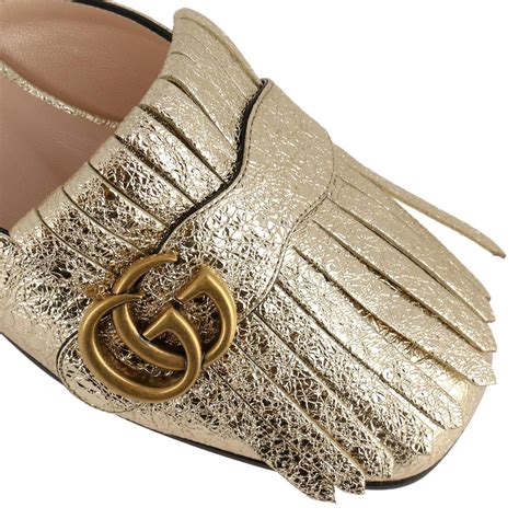 gucci gold flake flats|Gucci flats for women.